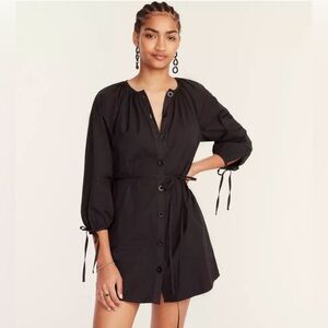 J. Crew Poplin Tie Sleeve Button Front Dress